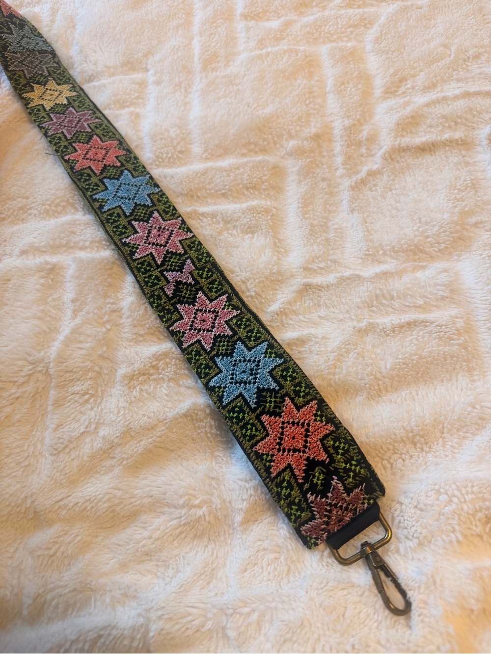 Hand embroidered purse strap